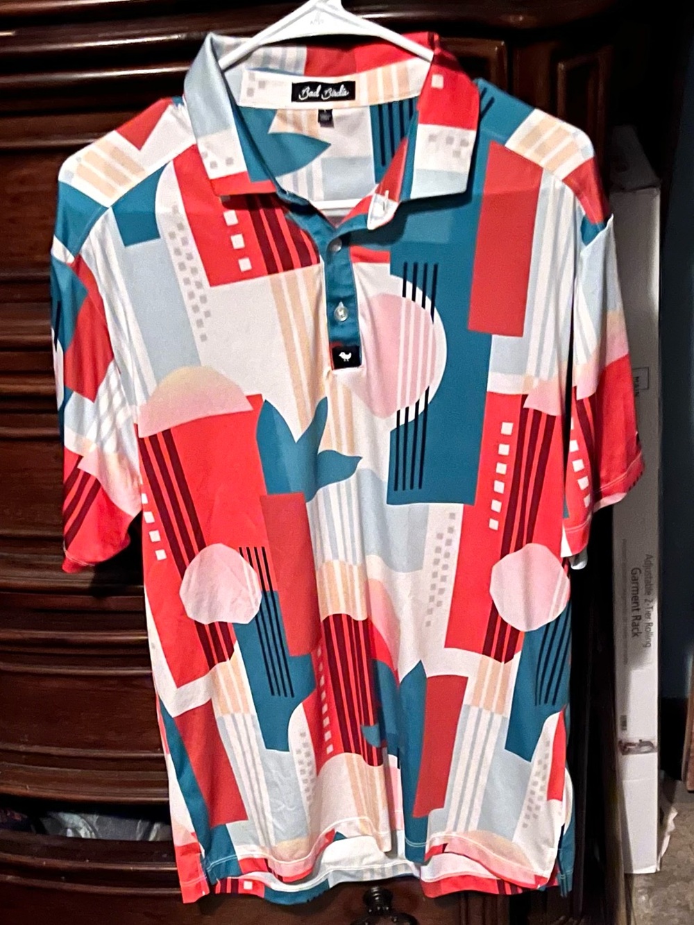 Mens large Bad Birdie Multicolor Short Sleeve Performance Golf Polo